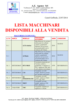 LISTA MACCHINARI DISPONIBILI ALLA VENDITA