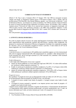 CV prof De Toni - Universit&agrave; di Udine