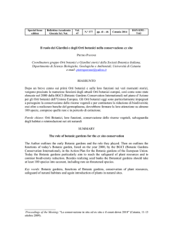 Il ruolo dei Giardini e degli Orti botanici nella conservazione ex situ