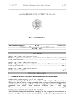 bollettino ufficiale n&deg;213 - Universit&agrave; degli Studi di Bologna