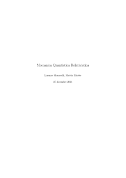Meccanica Quantistica Relativistica
