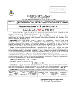 COMUNE DI VILLAMAR Determinazione n&deg; 9 del 07-03-2014