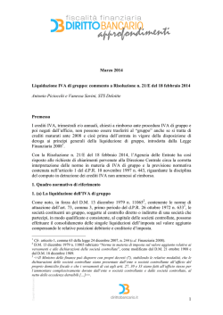 Piciocchi A. e Savini V., Liquidazione IVA di gruppo