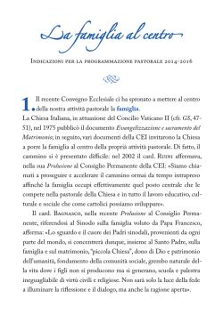 Indicazioni Pastorali 2014-2016