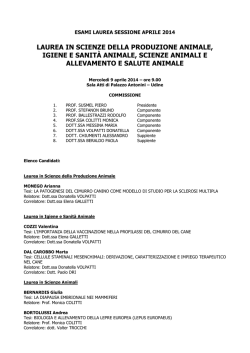 Commissione di laurea Allevamento e salute animale 9 aprile 2014