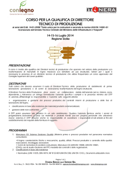 corso per la qualifica di direttore tecnico di produzione