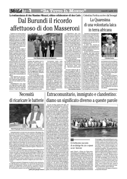 Dal Burundi il ricordo affettuoso di don Masseroni