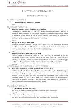 Circolare Settimanale N&deg; 25 del 27.06.2014