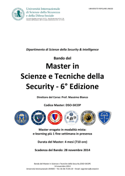 Master in Scienze e Tecniche della Security