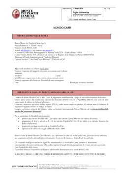 mondo card a chip - Banca Monte dei Paschi di Siena