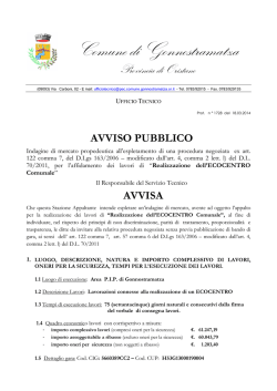 AVVISO di Gara ECOCENTRO - Comune di Gonnostramatza