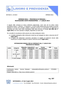 Tabella Retribuzioni e Costo Manodopera dal 1&deg; Luglio 2014