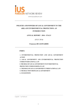 Policies and Powers of Local Government in the Area - ius