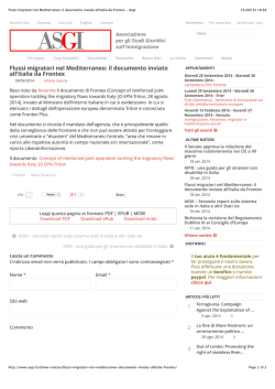Flussi migratori nel Mediterraneo: il documento