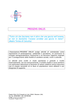 Progens Onlus Associazione di Volontariato Socio Sanitario
