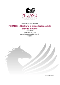 FORM094 - Gestione e progettazione delle attivit&agrave; motorie