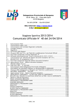 Comunicato Ufficiale N° 40 del 24/04/2014