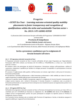 P r o g e t t o &laquo; ECVET Eco Tour: Learning outcome