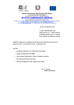 Programma di accoglienza Alunni primo giorno di scuola, media