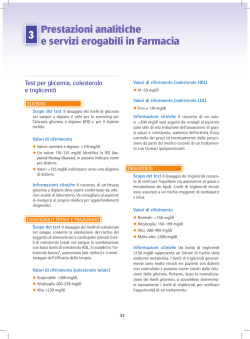 erogabili in Farmacia 3 Prestazioni analitiche e servizi erogabili in