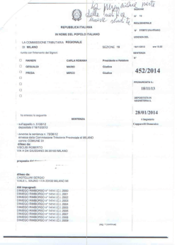sentenza n. 452/19/14 - ConEnti Societ&agrave; di servizi per gli Enti