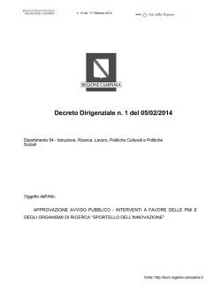 Decreto Dirigenziale n. 1 del 05/02/2014