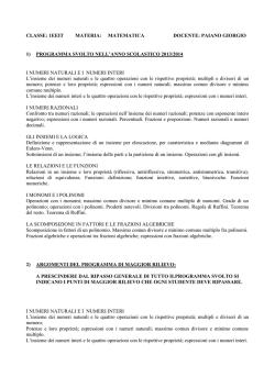 CLASSE: 1EEIT MATERIA: MATEMATICA DOCENTE: PAIANO