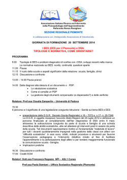 GIORNATA DI FORMAZIONE 20 SETTEMBRE 2014 I BES (EES per