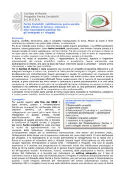 Caritas di Roma Progetto Ferite Invisibili S C H E D A