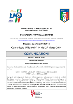 Comunicato Ufficiale n&deg; 44 del 27.03.2014