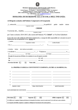 Modulo di iscrizione Infanzia - Istituto Comprensivo "Mazzini 24"