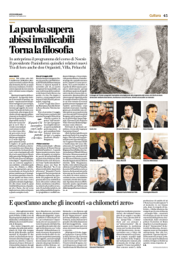 La parola supera abissi invalicabili Torna la filosofia