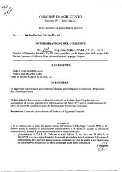 Affidamento Fornitura Kg.500 cloro granulare per la depurazione