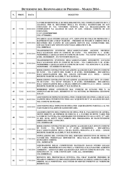 determine del responsabile di presidio &ndash; marzo 2014