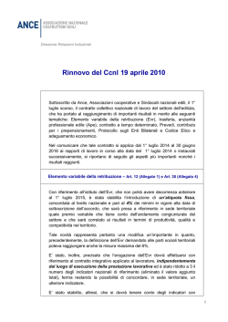 Rinnovo del Ccnl 19 aprile 2010