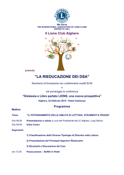"LA RIEDUCAZIONE DEI DSA" - Universit&agrave; degli Studi di Sassari
