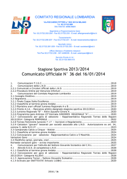 Comunicato Ufficiale N° 36 del 16/01/2014