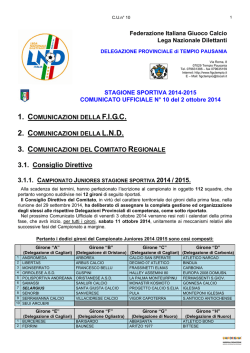 Comunicato Ufficiale n&deg; 10