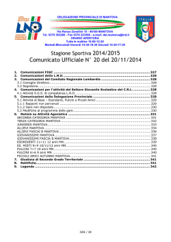 Comunicato Ufficiale N&deg; 20 del 20/11/2014