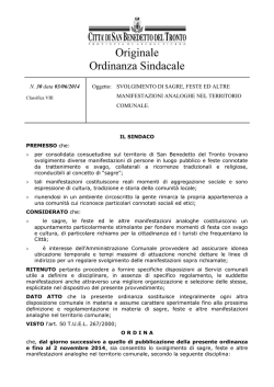 Ordinanza n. 30 del 3/6/2014 - Svolgimento di sagre, feste ed altre