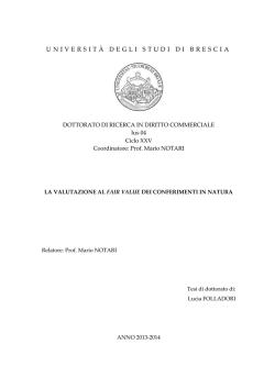 La valutazione al fair value dei conferimenti in natura