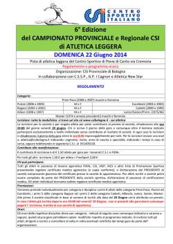 6&deg; Edizione del CAMPIONATO PROVINCIALE e Regionale CSI di