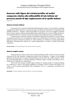 Excursus sulla figura del criminal profiler ed analisi