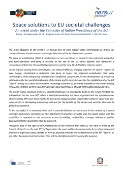 Space solutions to EU societal challenges