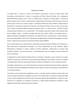 COMUNICATO STAMPA Il 29 luglio 2014 si &egrave; svolto un incontro del