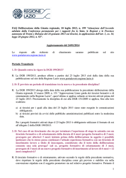 1 FAQ Deliberazione della Giunta regionale, 18 luglio 2013, n. 199