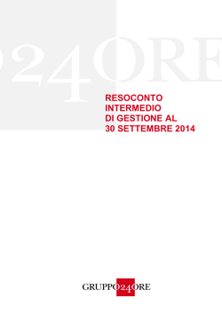 Resoconto intermedio di Gestione al 30 Settembre