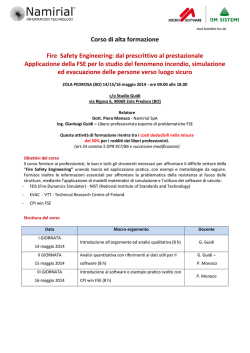 Corso di alta formazione Fire Safety Engineering