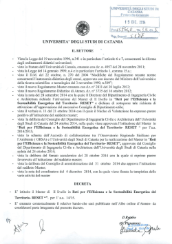 Bando (DR 5177 del 15/12/14) - Universit&agrave; degli Studi di Catania