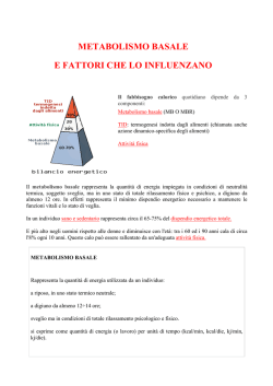 METABOLISMO BASALE E FATTORI CHE LO INFLUENZANO